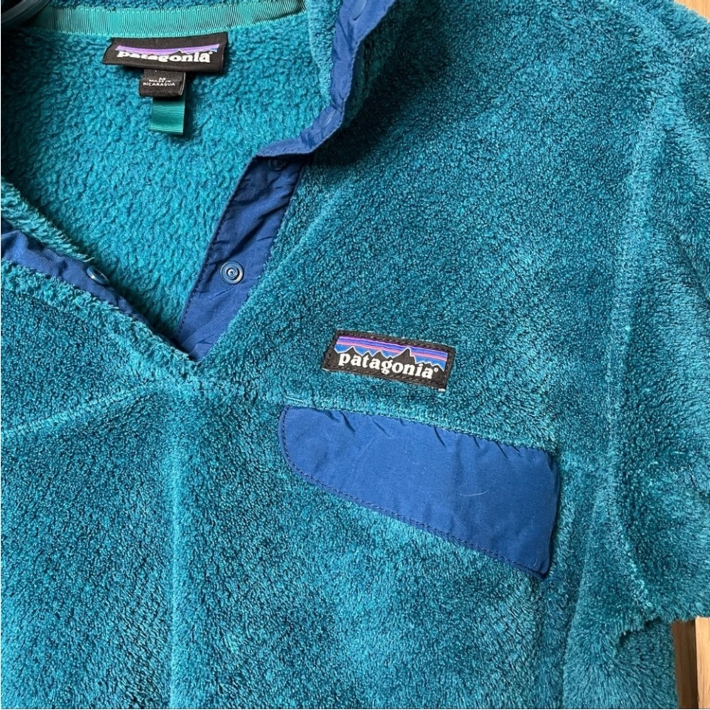 Patagonia Blue Teal Re-Tool Snap-T Pullover Fleece Jacket size Medium